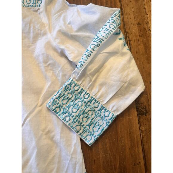 Gretchen Scott Tunic Top Size Small Embroidered Blouse Shirt Coastal Boho - Picture 13 of 16